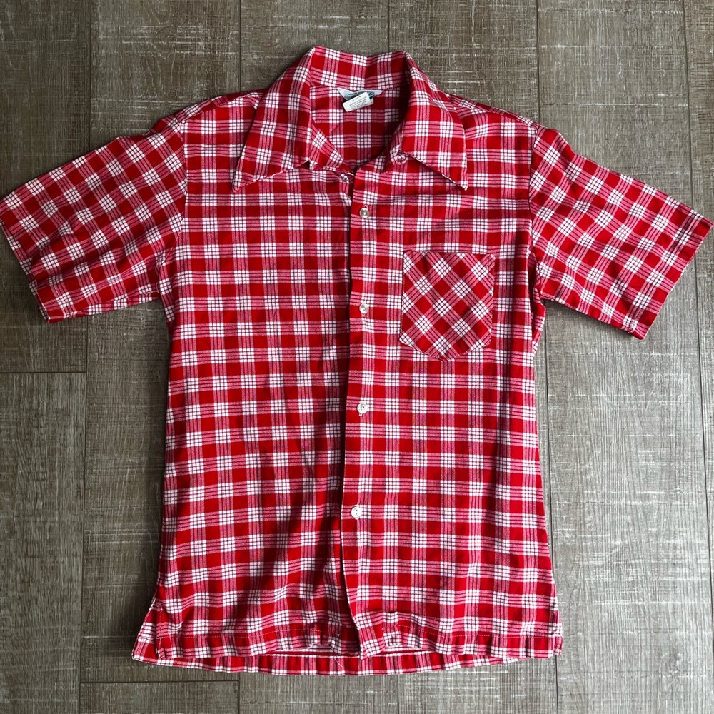 Vintage 1950/60s Paradise Aisle Loop Collar Plaid Button Down